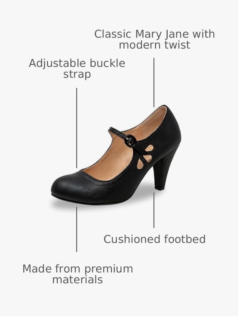 Chase + Chloe Black Mary Jane Mid Heel Dress Pump - w/ Box - Picture 10 of 12